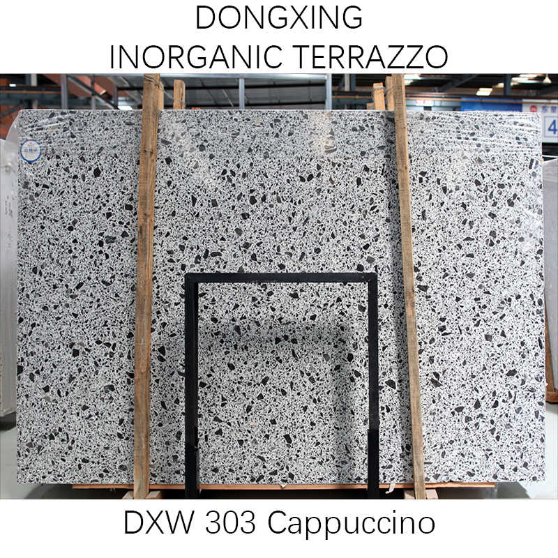 Black and White color artificial stone precast terrazzo slabs